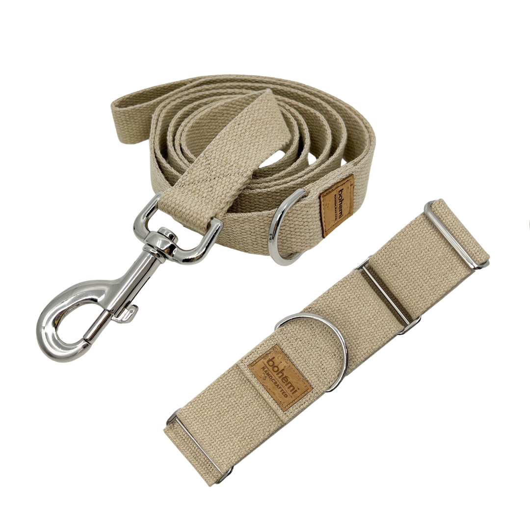Hemp Martingale Collar Lead Set Silver Bohemi