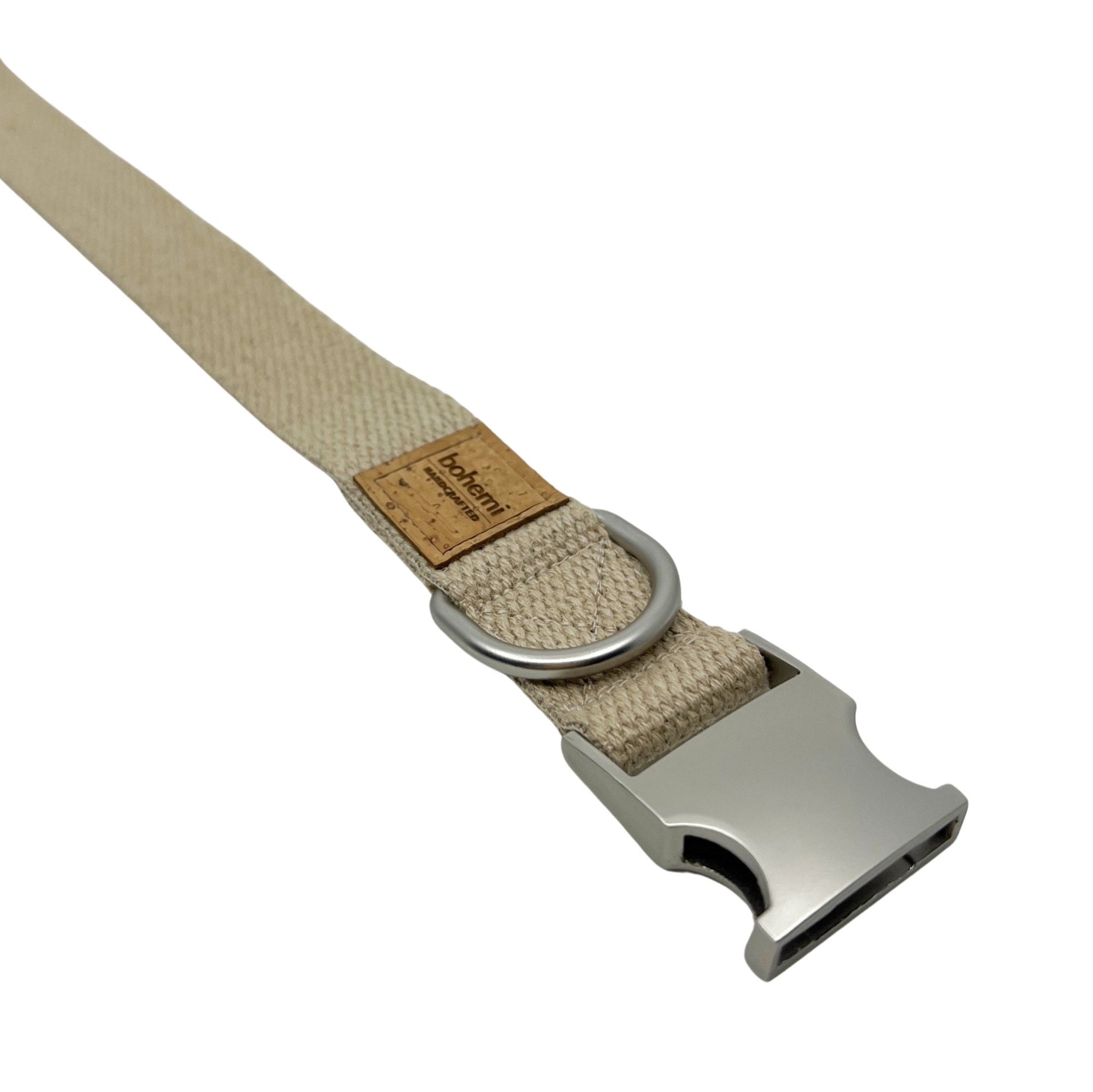 Durable Hemp Dog Collar ~ Matte Silver - Bohemi