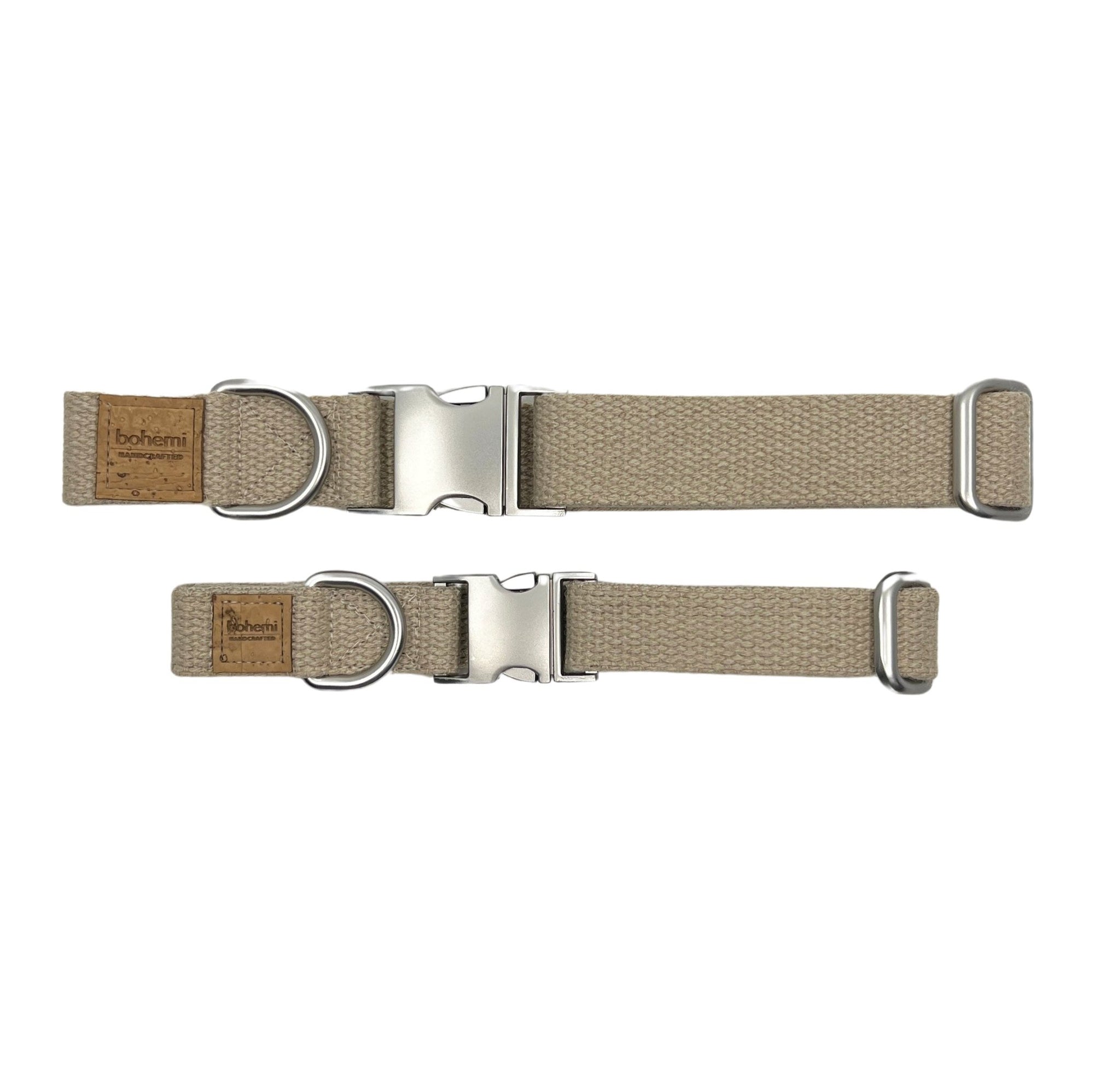 Durable Hemp Dog Collar ~ Matte Silver - Bohemi
