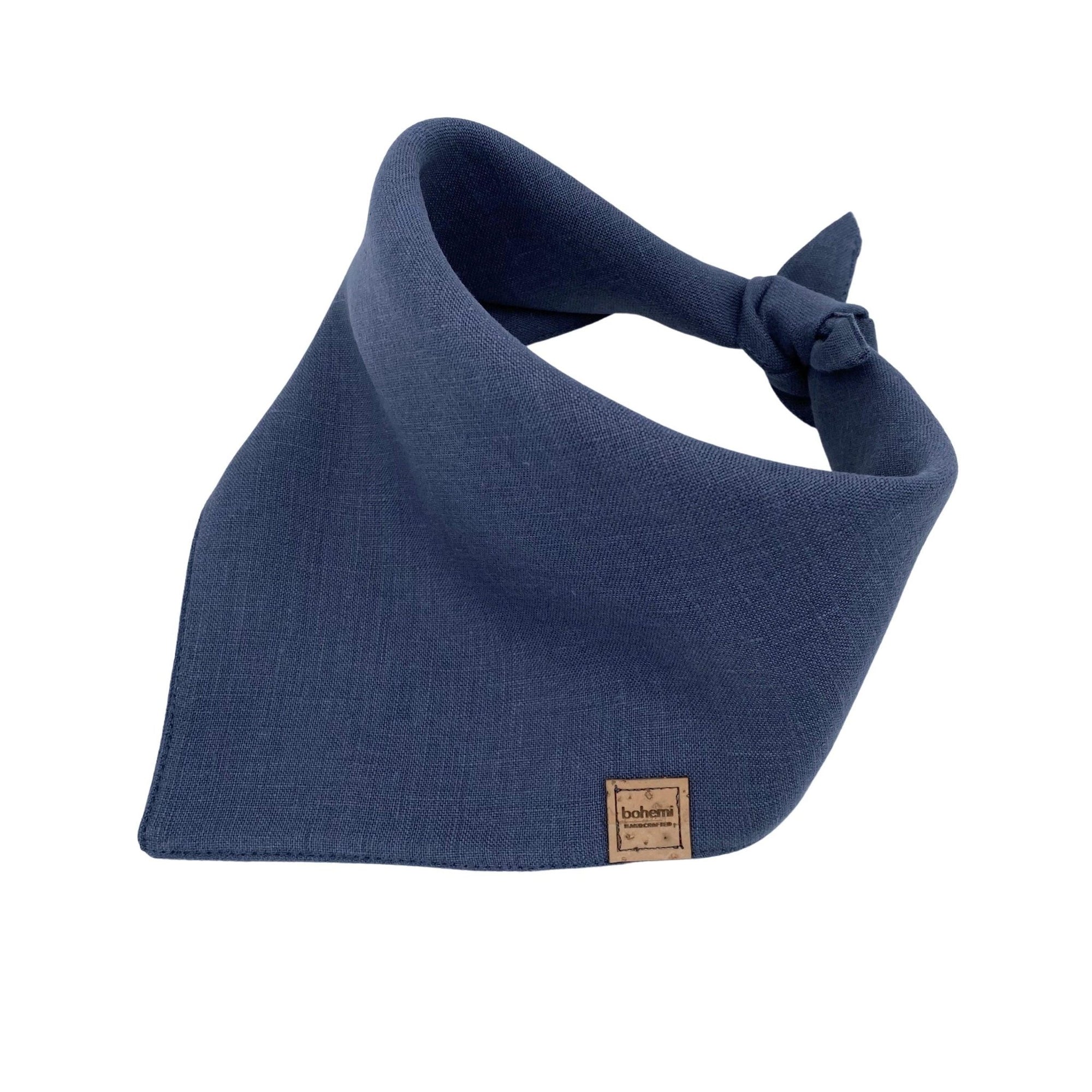 Linen Tie Up Dog Bandana ~ Denim - Bohemi