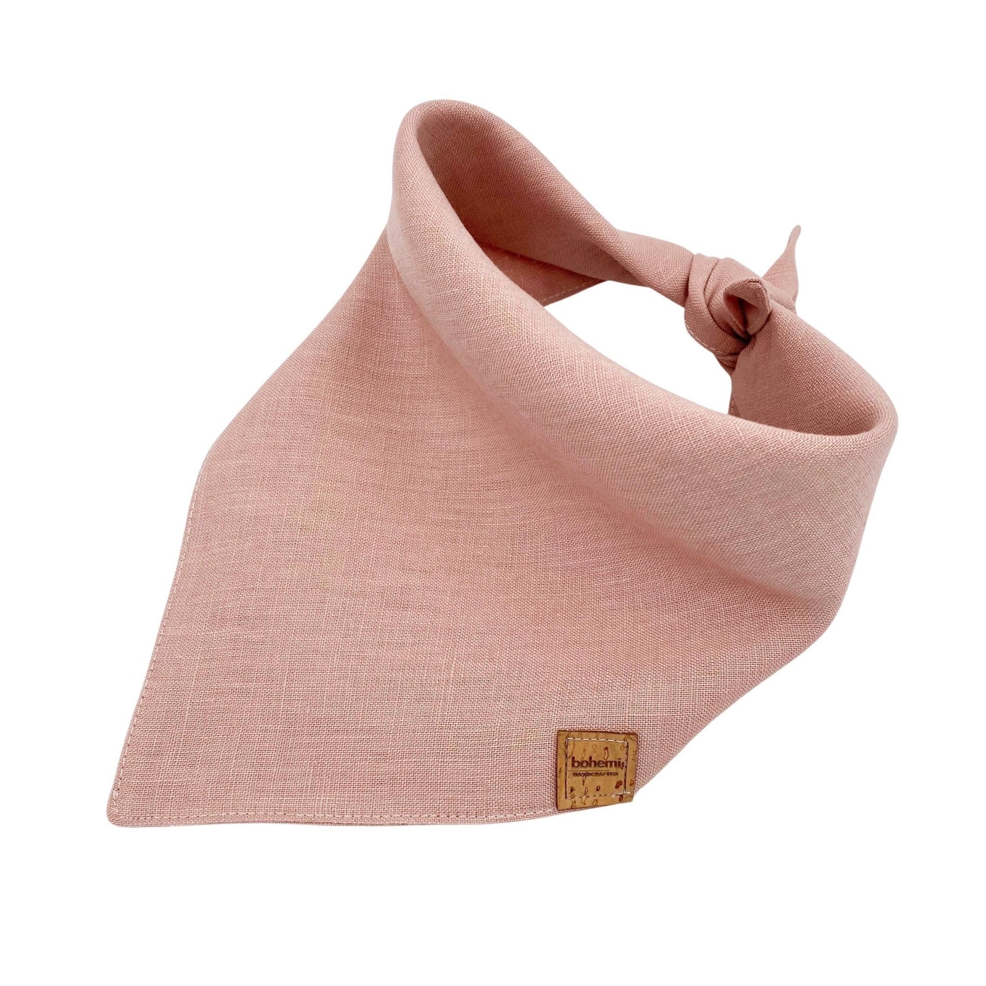Linen Tie Up Dog Bandana ~ Dusty Rose - Bohemi