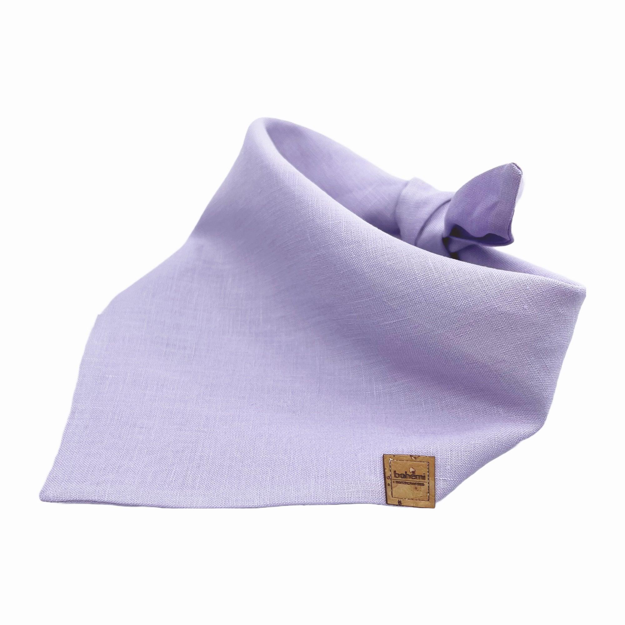 Linen Tie Up Dog Bandana ~ Lavender - Bohemi