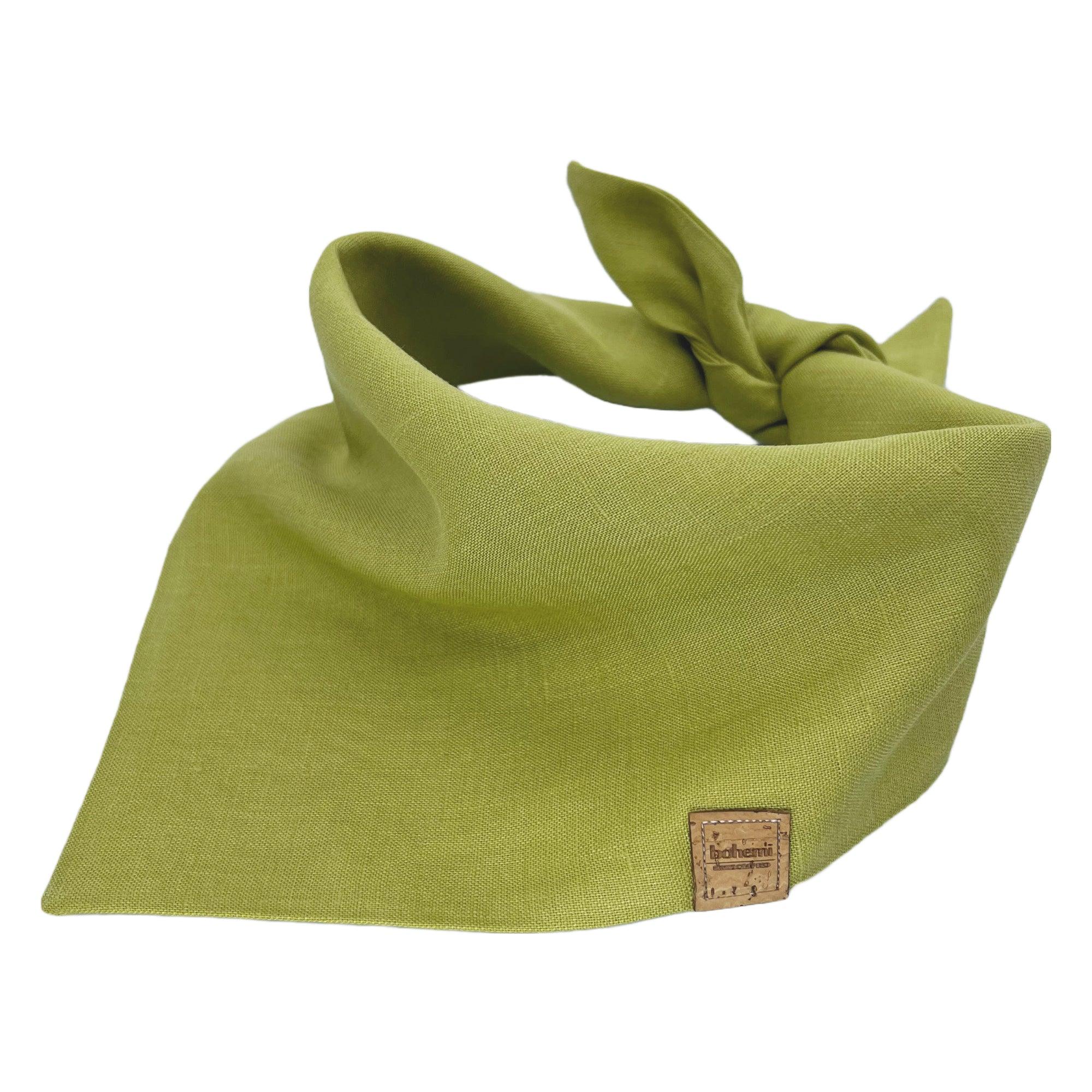 Linen Tie Up Dog Bandana ~ Lime - Bohemi
