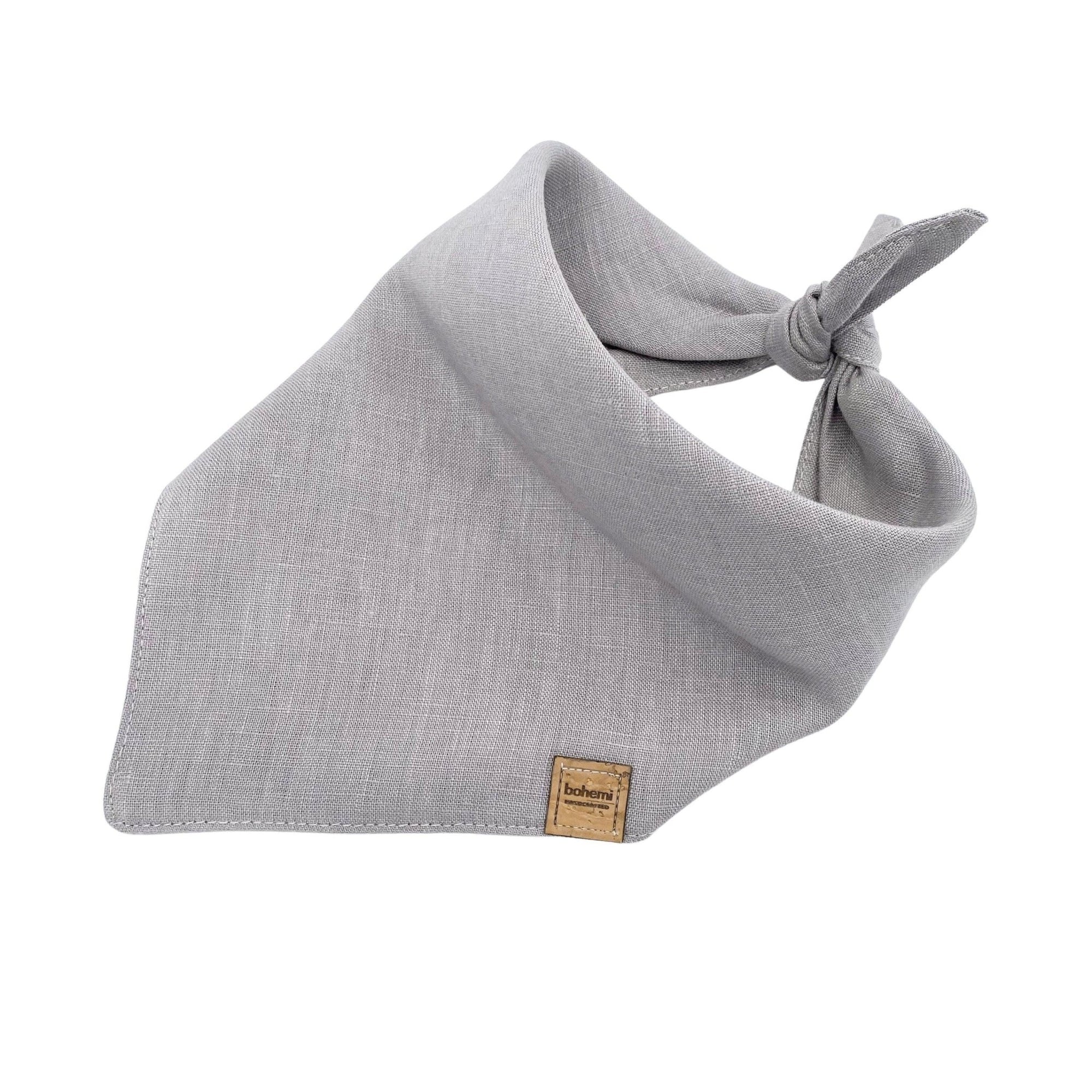 Linen Tie Up Dog Bandana ~ Stone - Bohemi