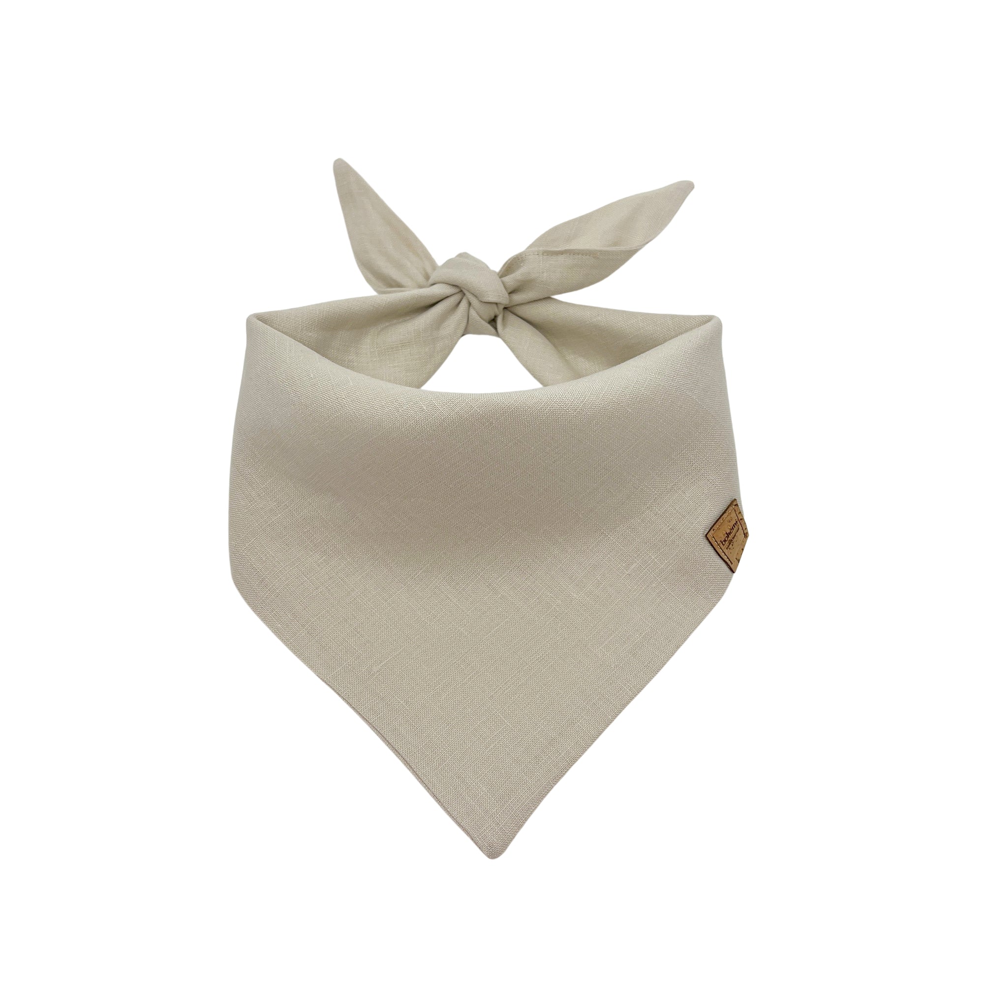 Linen Tie Up Dog Bandana ~ Ivory