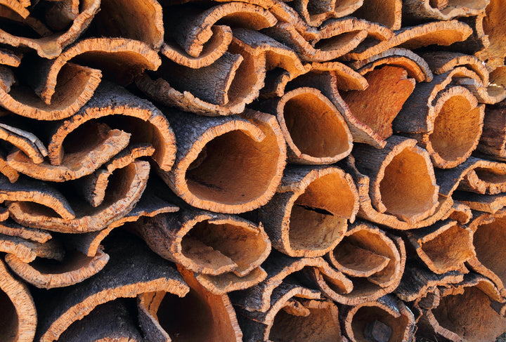 cofrk bark stacked, close up photo.