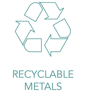 recycling arrow icon with text recyclable metals