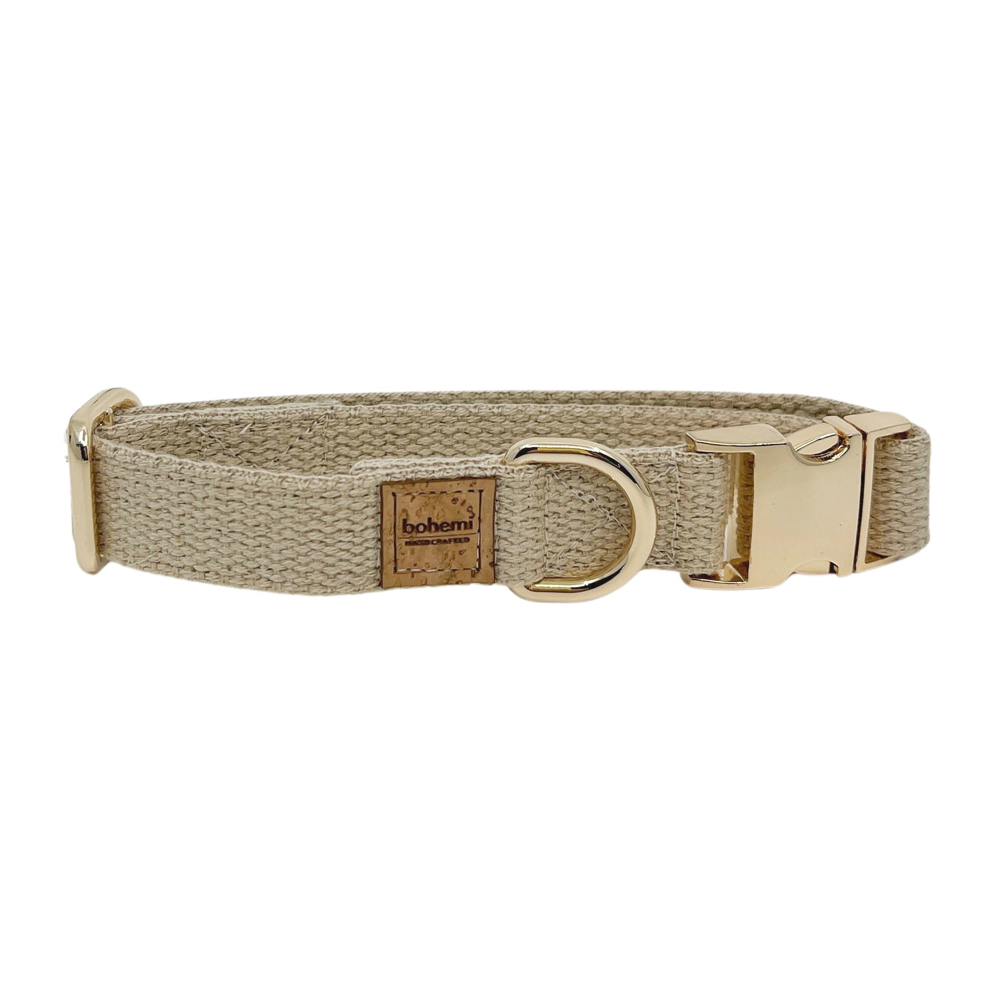 Durable Hemp Dog Collar ~ Gold - Bohemi