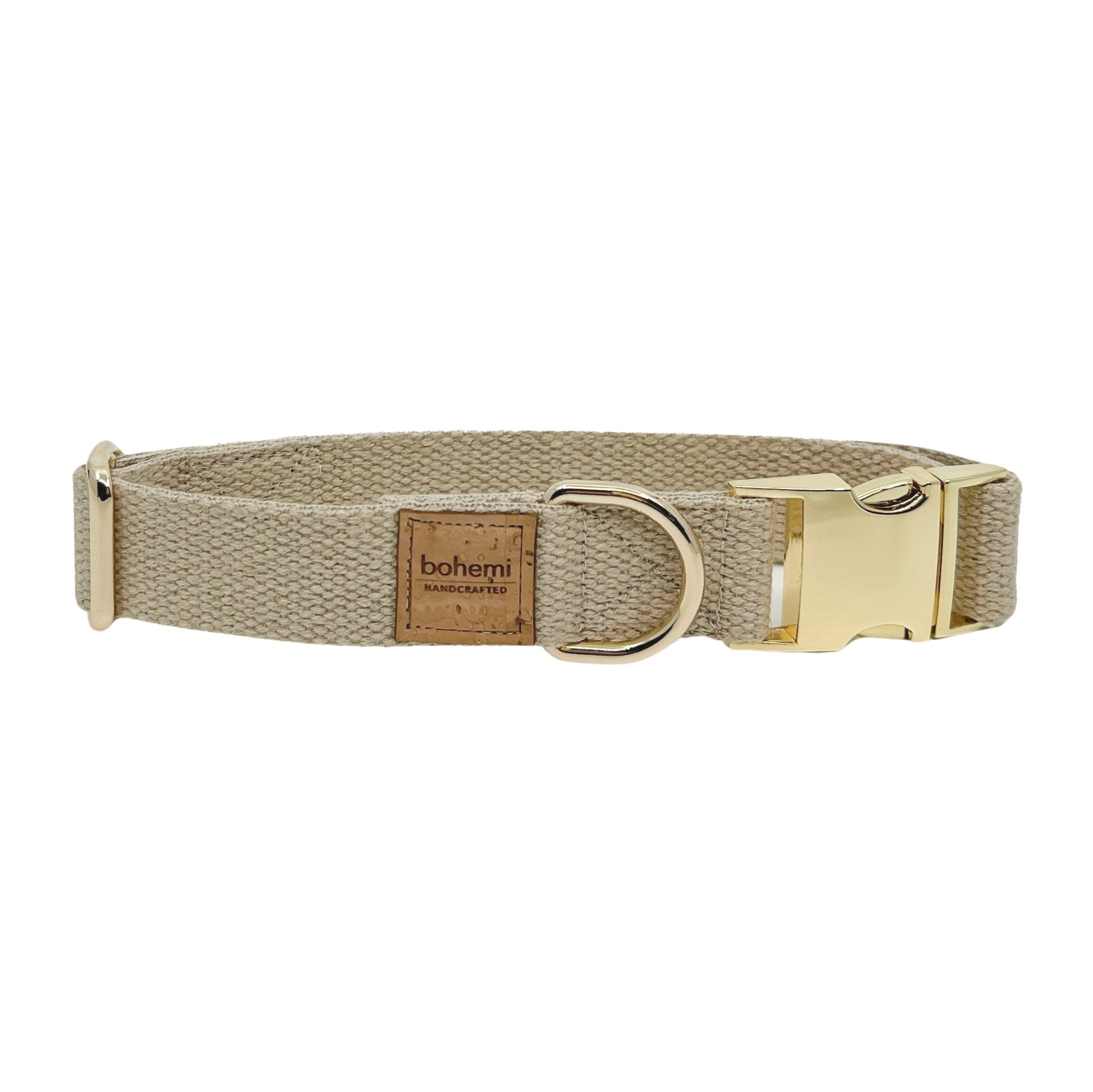 Durable Hemp Dog Collar ~ Gold