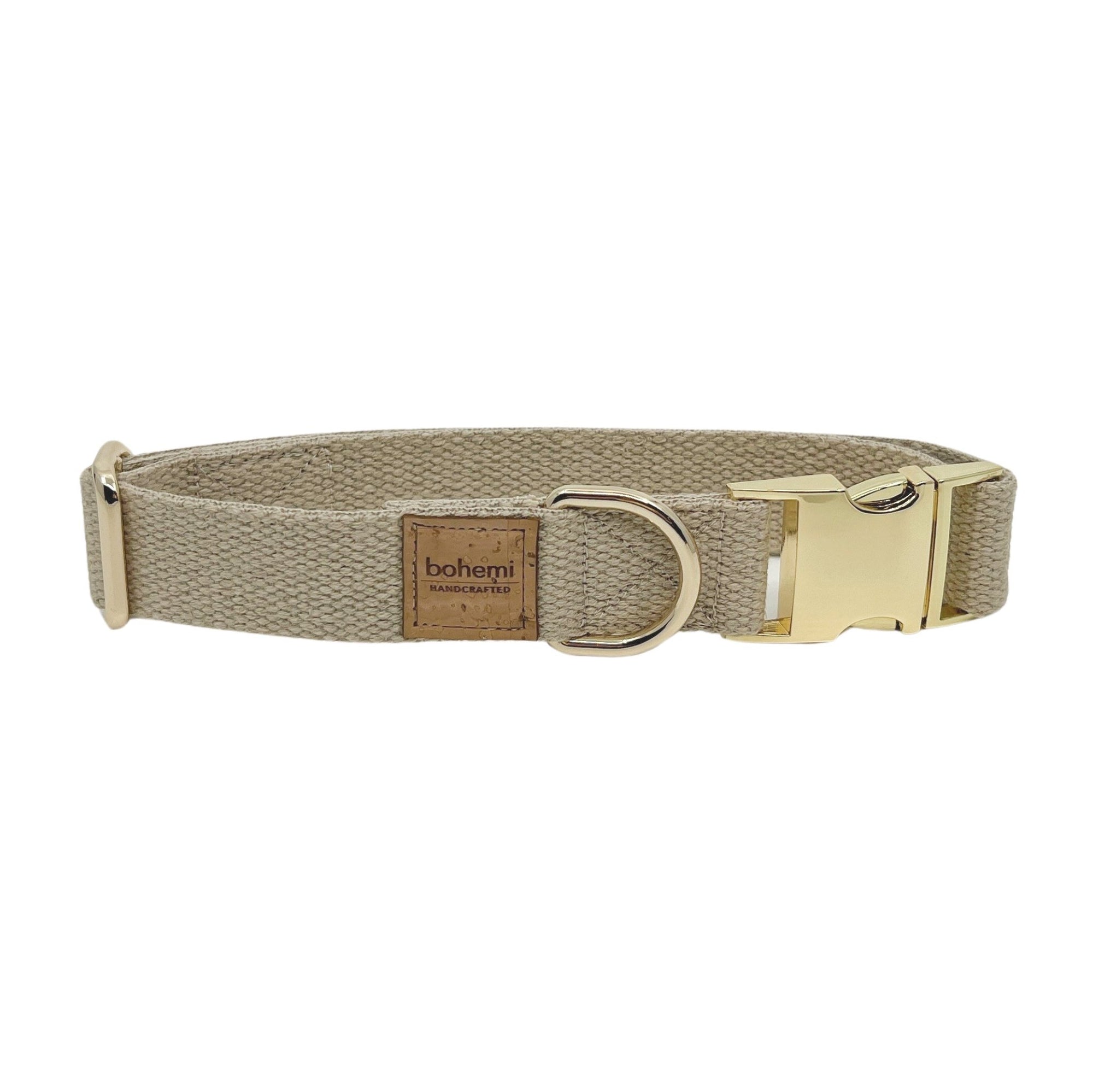 Durable Hemp Dog Collar ~ Gold - Bohemi