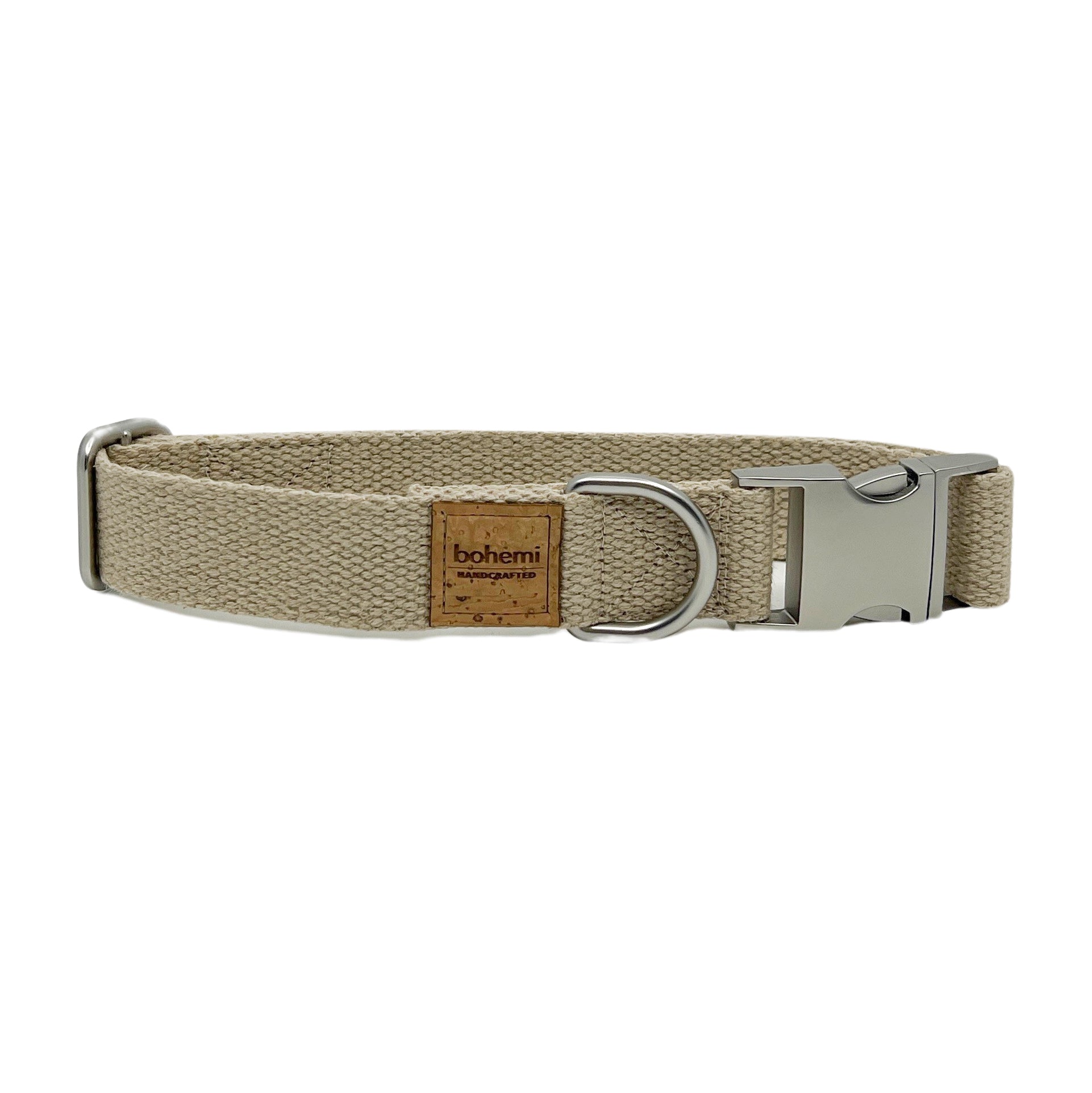 DURABLE Hemp Dog Collar & Lead Set ~ Matte Silver - Bohemi