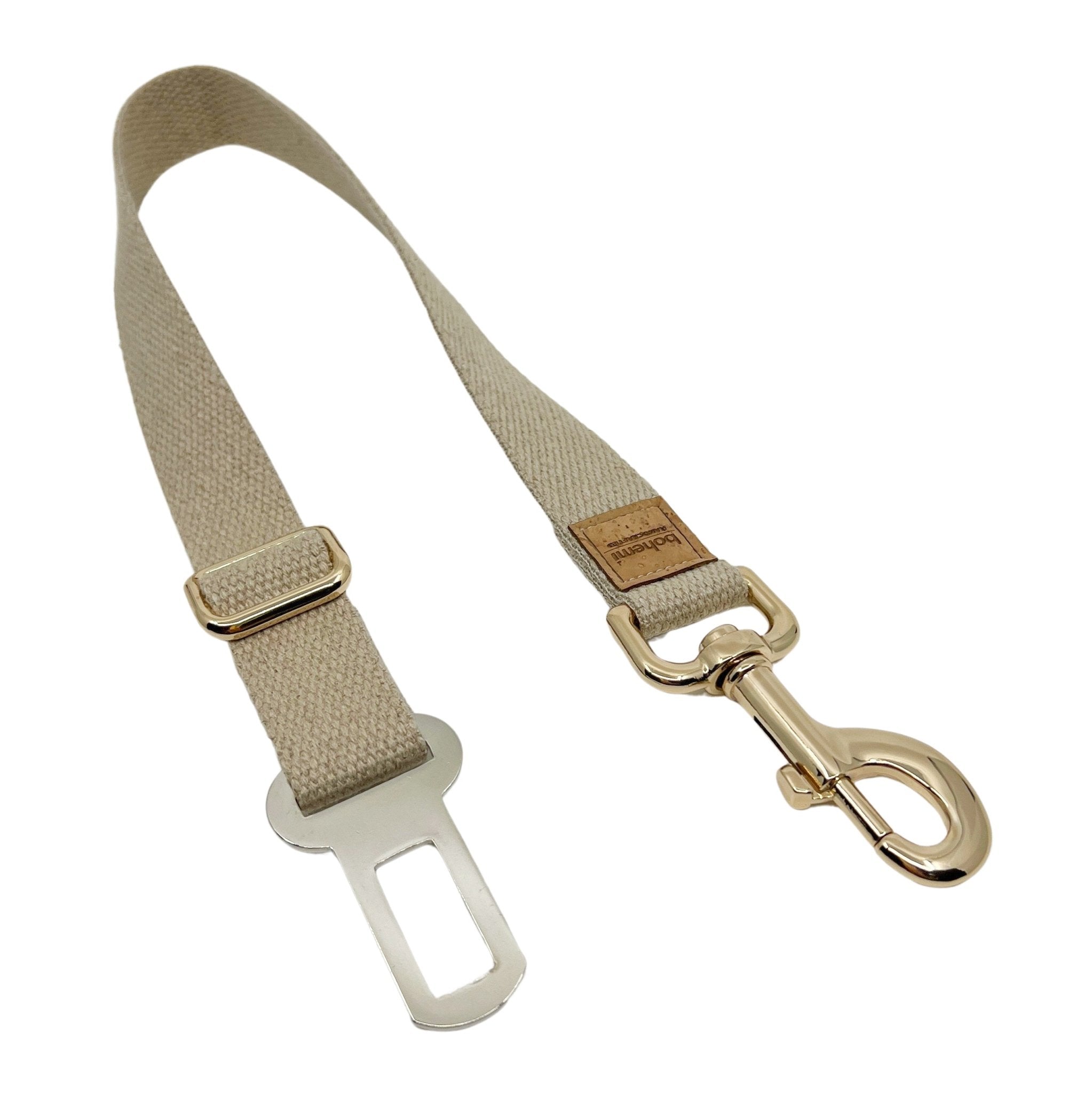 DURABLE Hemp Dog Seatbelt ~ Gold