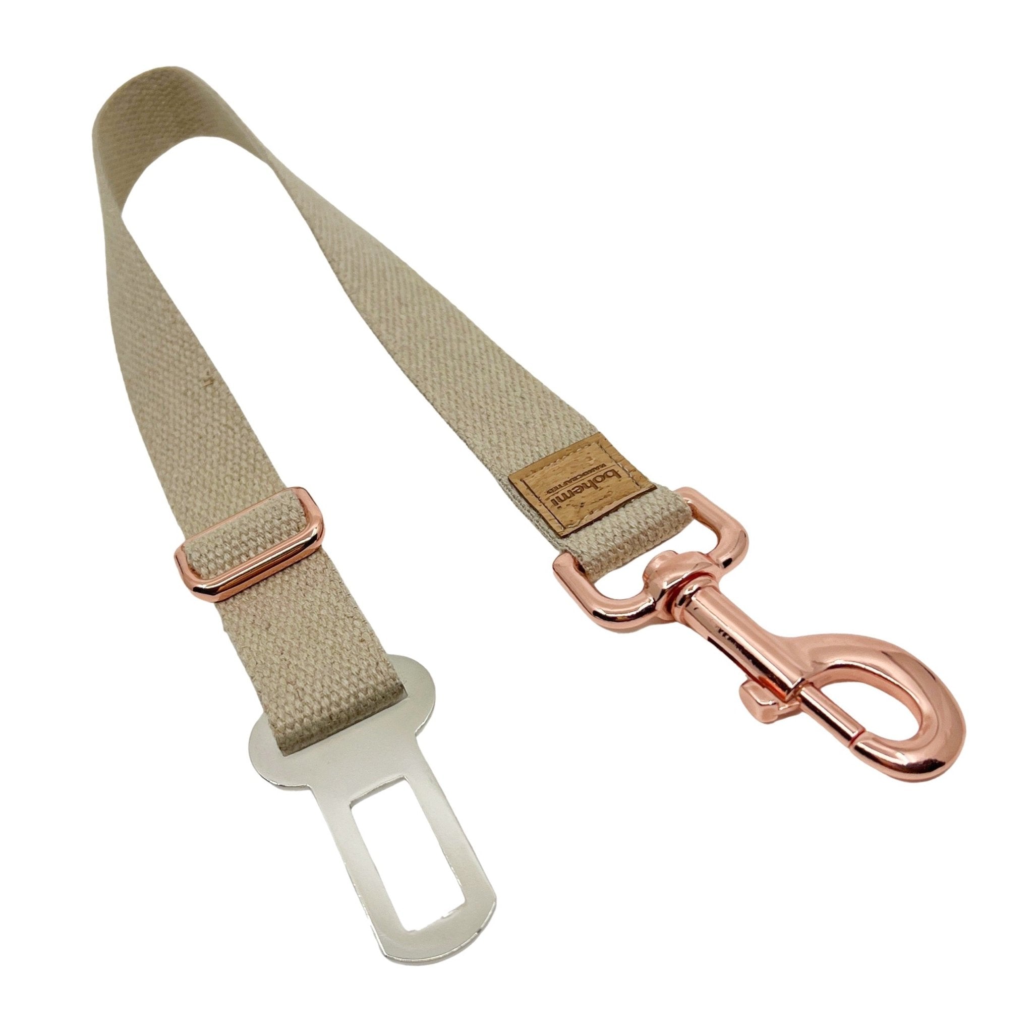 DURABLE Hemp Dog Seatbelt ~ Rose Gold