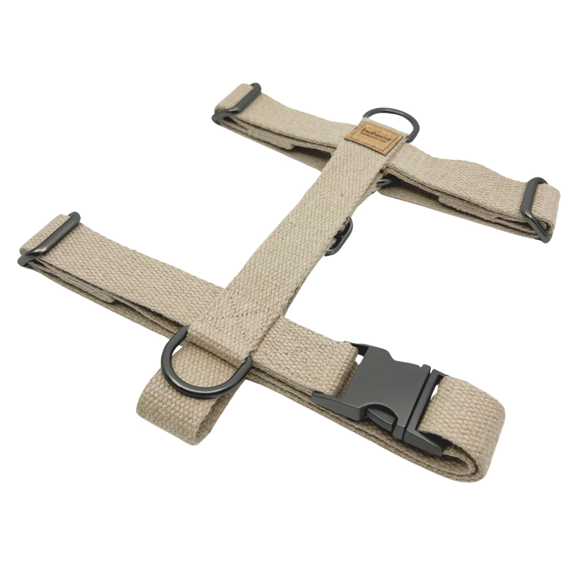 Hemp Dog Harness (Fully Adjustable) ~ Gunmetal - Bohemi
