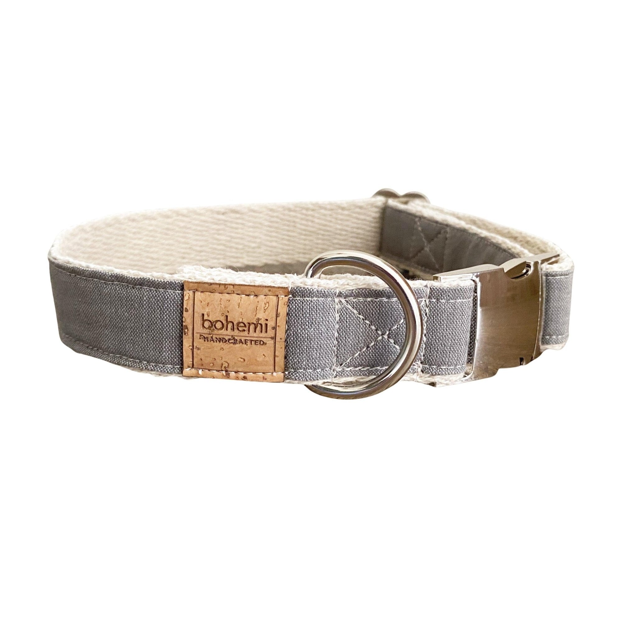 Hemp & Organic Cotton Dog Collar ~ Grey - Bohemi