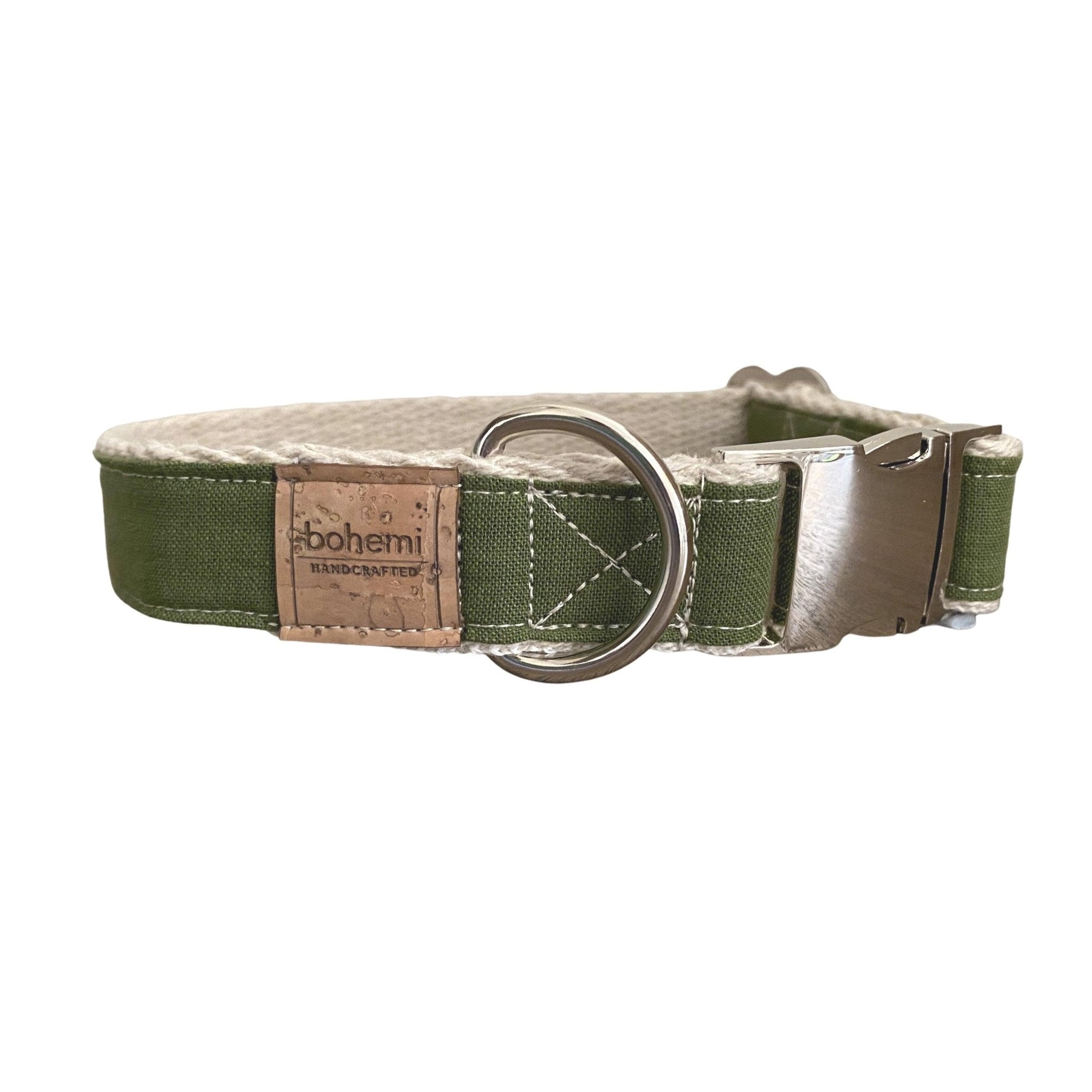 Hemp & Organic Cotton Dog Collar ~ Olive