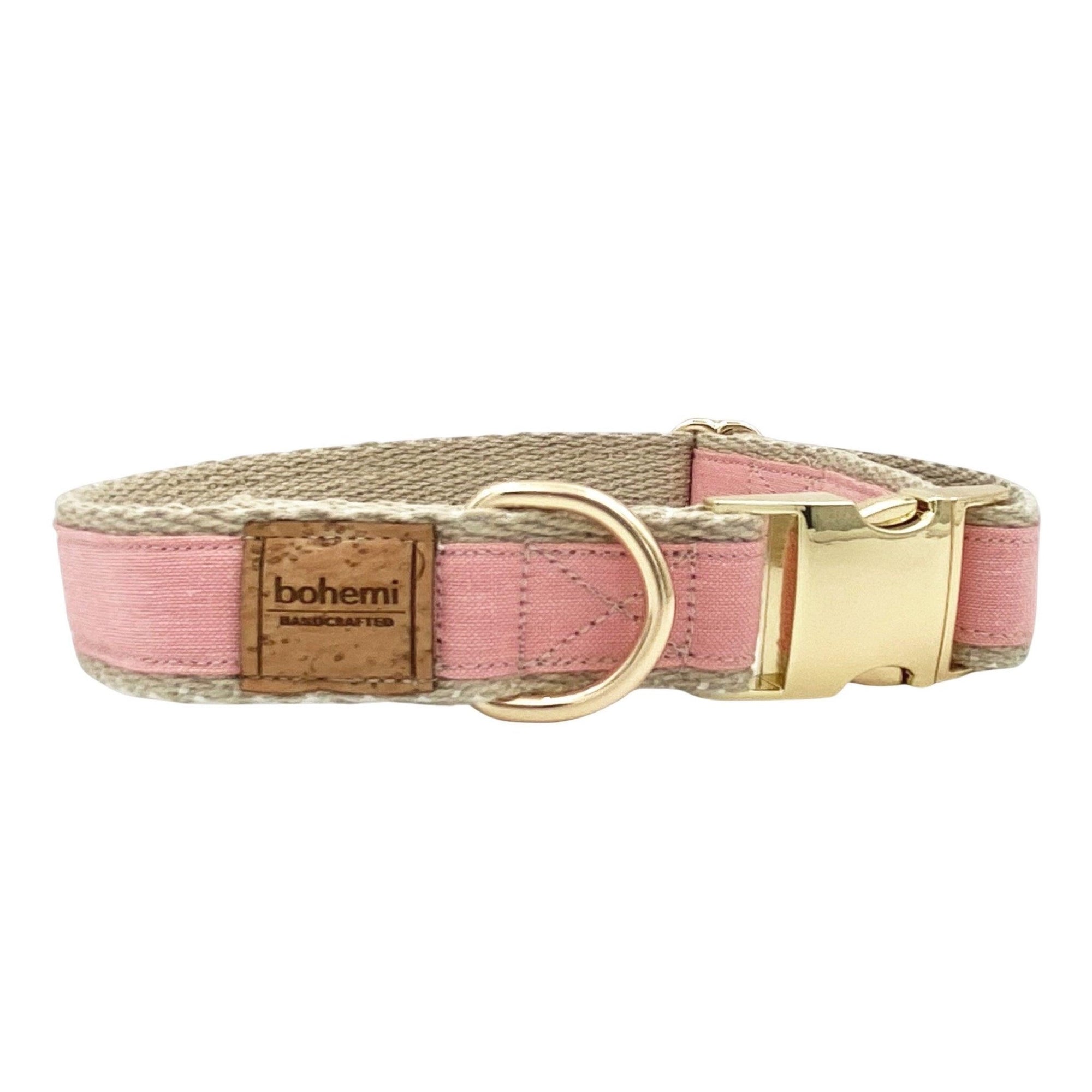 Hemp & Organic Cotton Dog Collar ~ Pale Pink - Bohemi