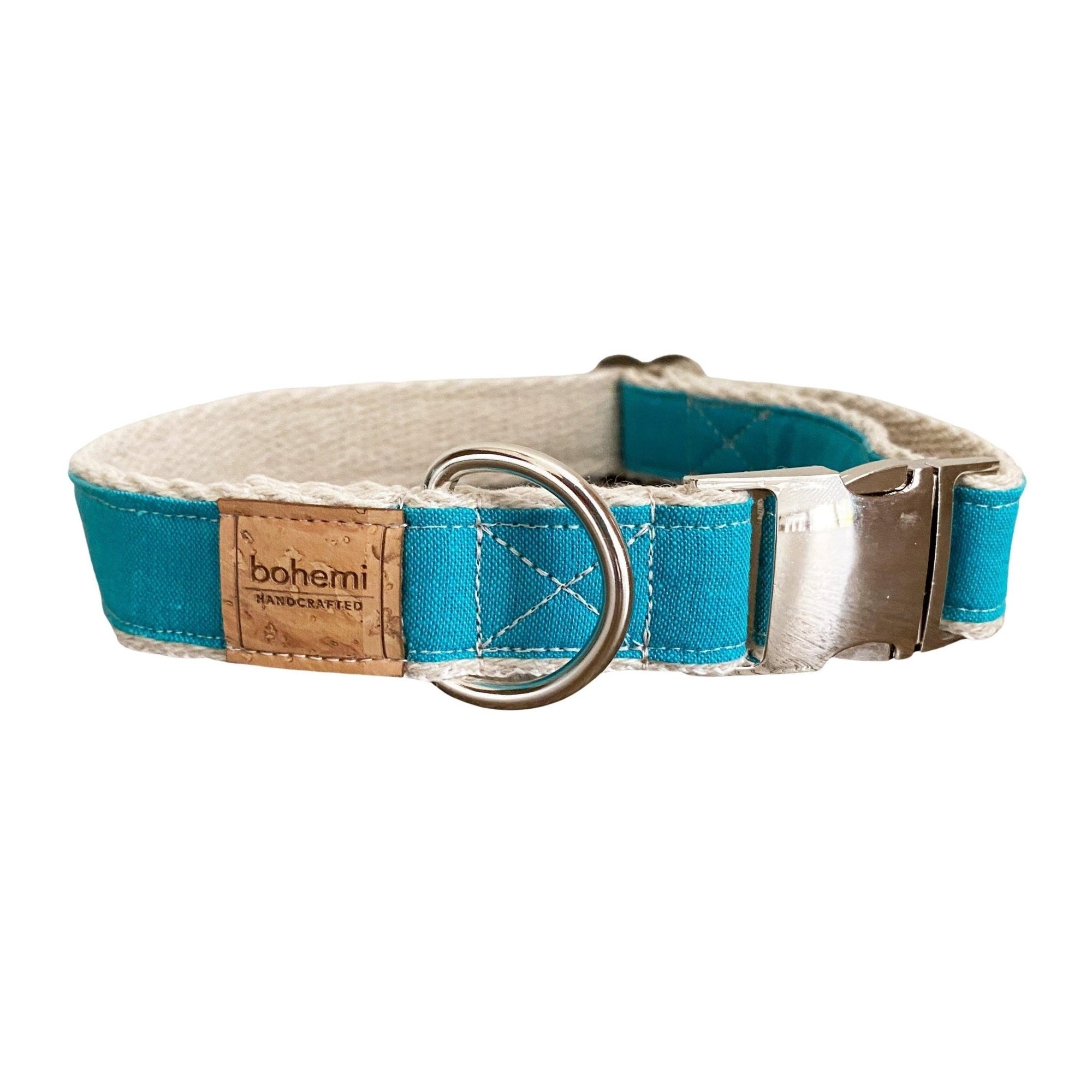 Hemp & Organic Cotton Dog Collar ~ Turquoise - Bohemi