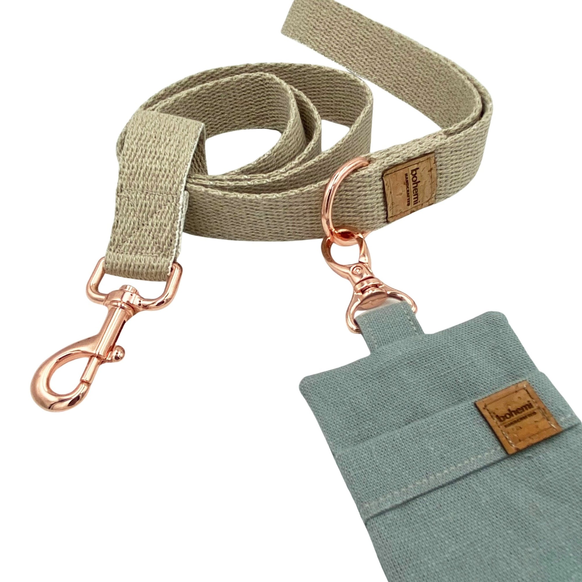 Hemp Poo Bag Mate® ~ Duck Egg Blue + Rose Gold - Bohemi