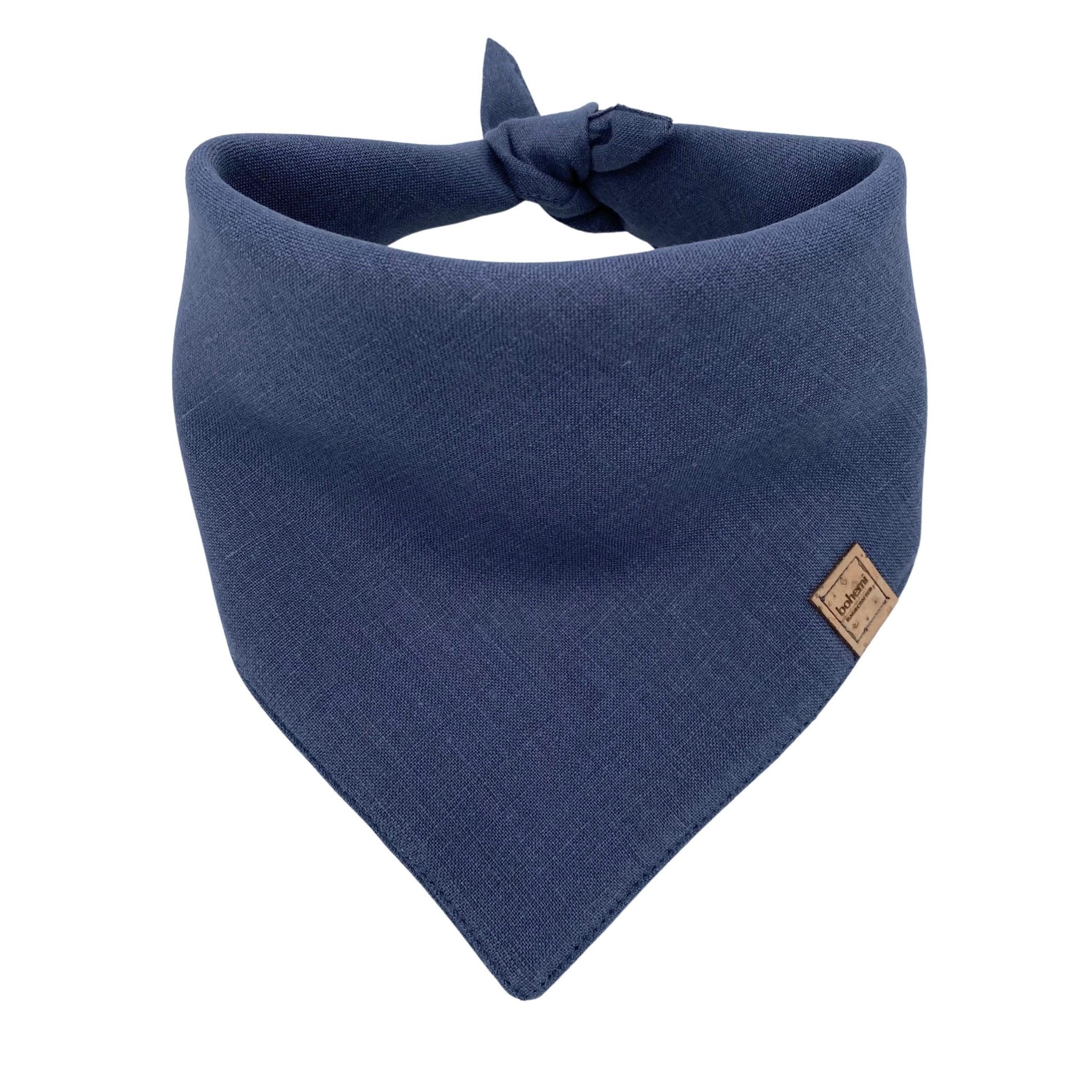 Linen Tie Up Dog Bandana ~ Denim