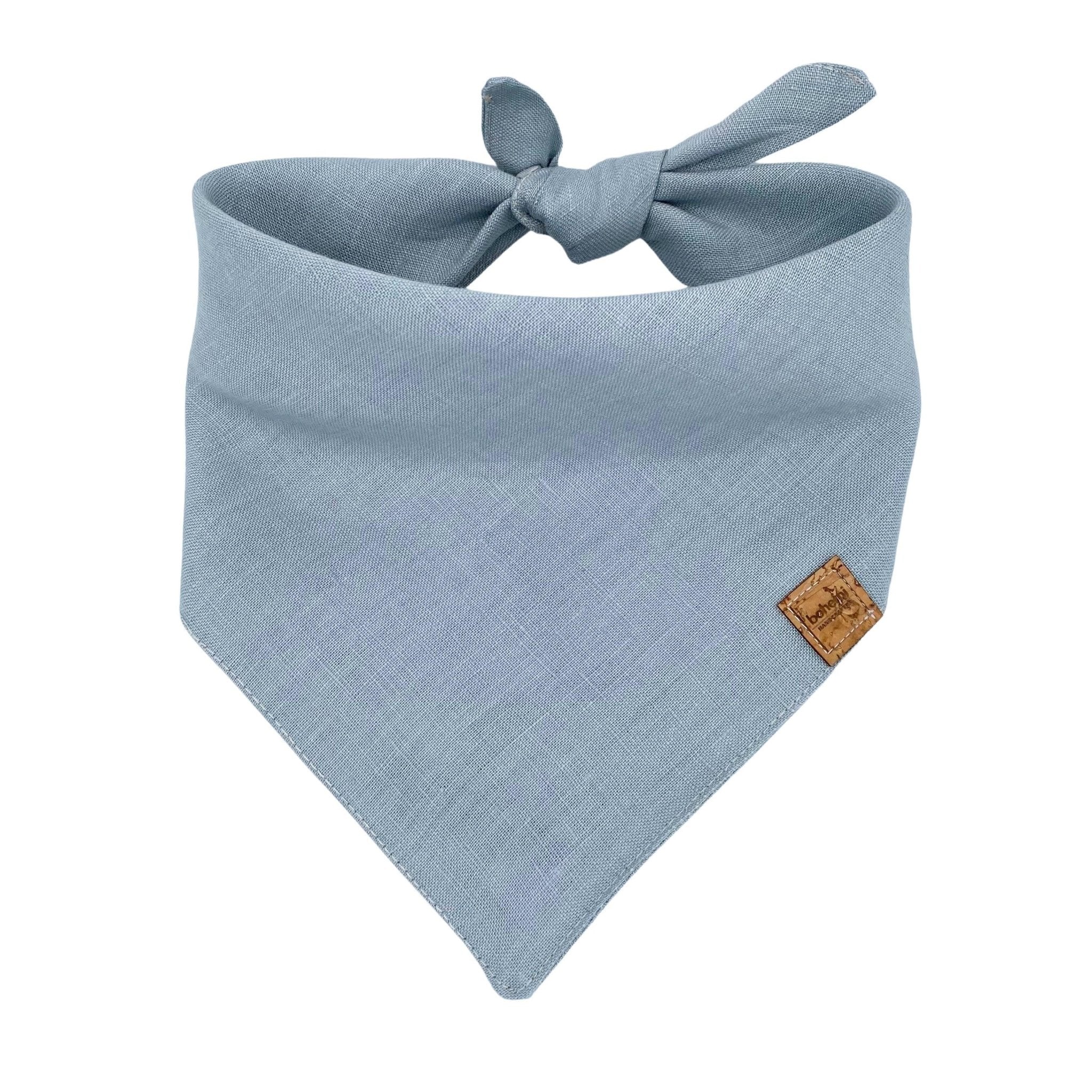 Linen Tie Up Dog Bandana ~ Duck Egg Blue