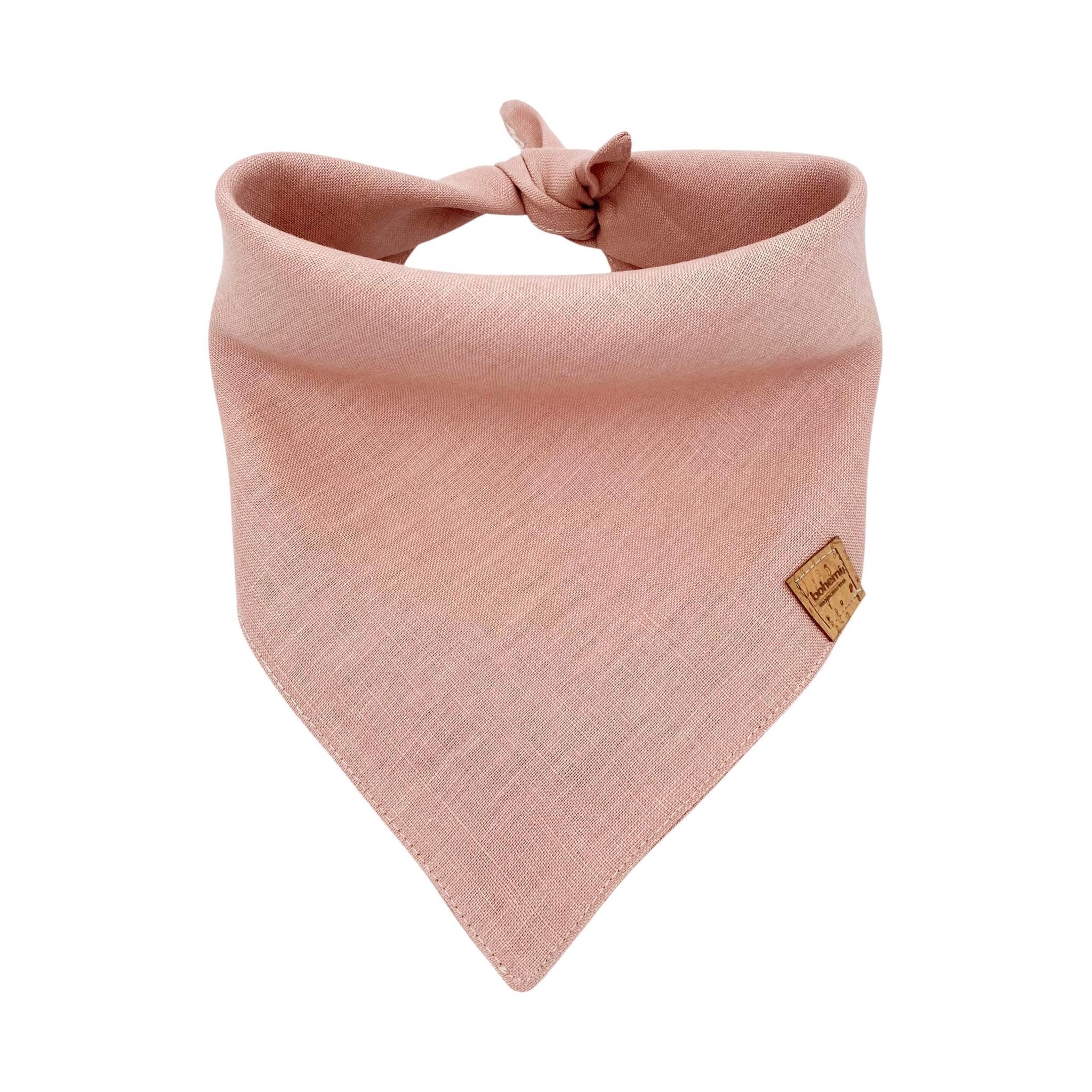 Linen Tie Up Dog Bandana ~ Dusty Rose