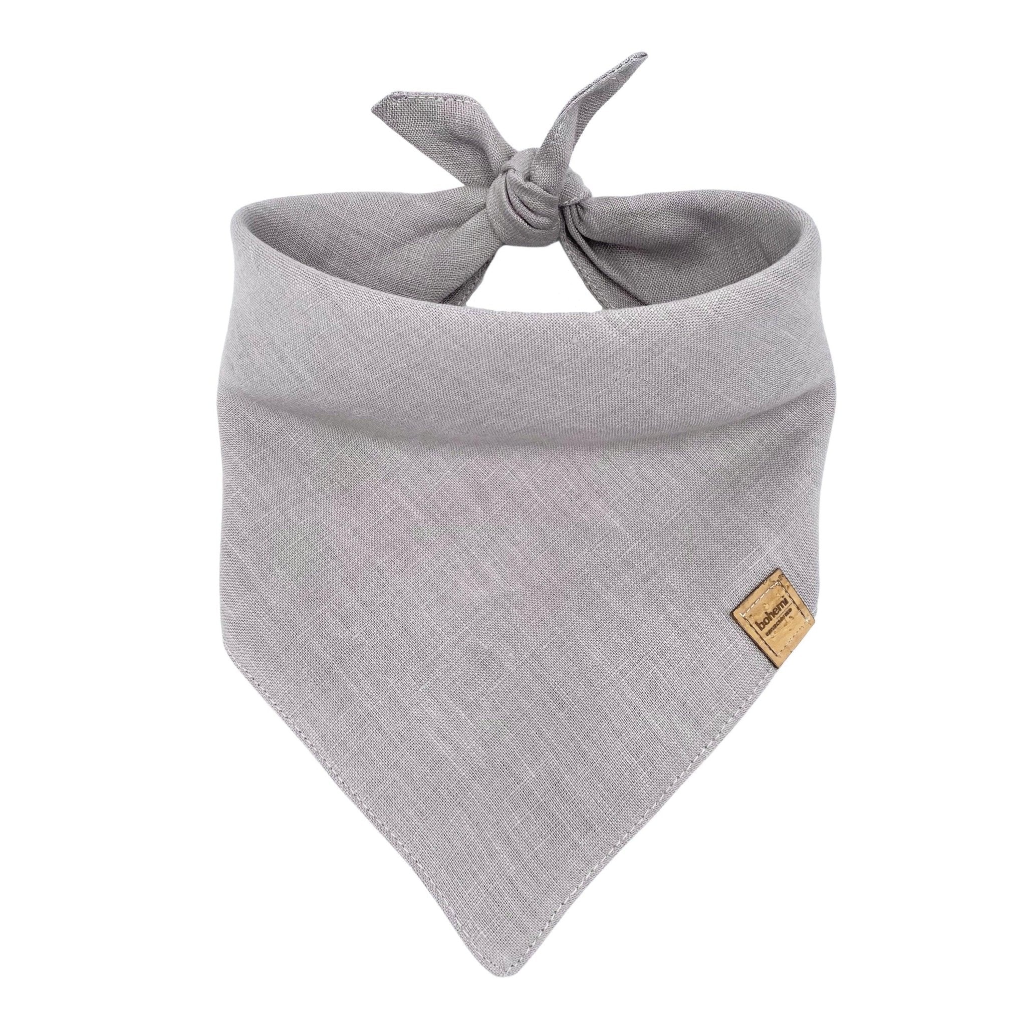 Linen Tie Up Dog Bandana ~ Stone