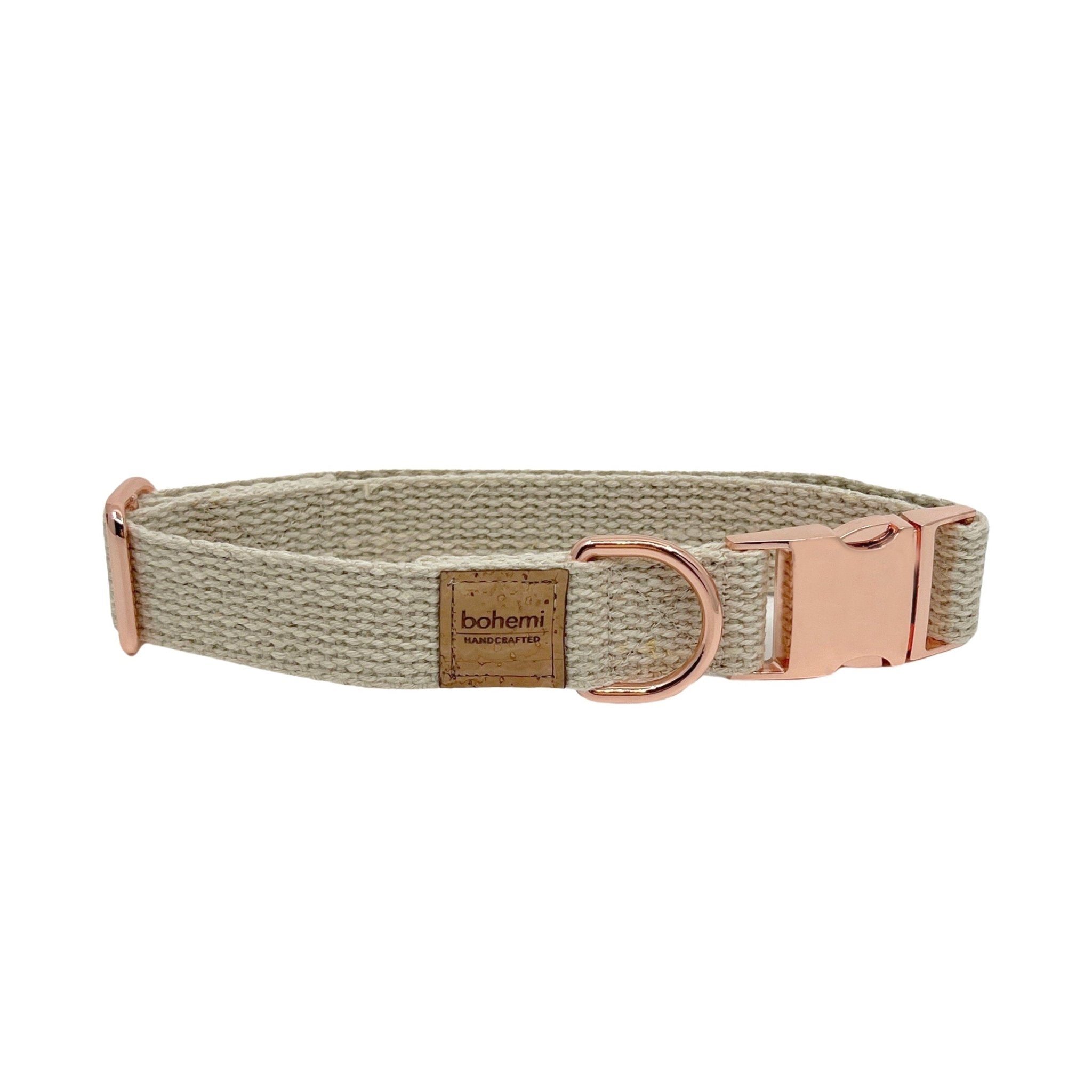 RUSTIC Hemp Dog Collar ~ Rose Gold