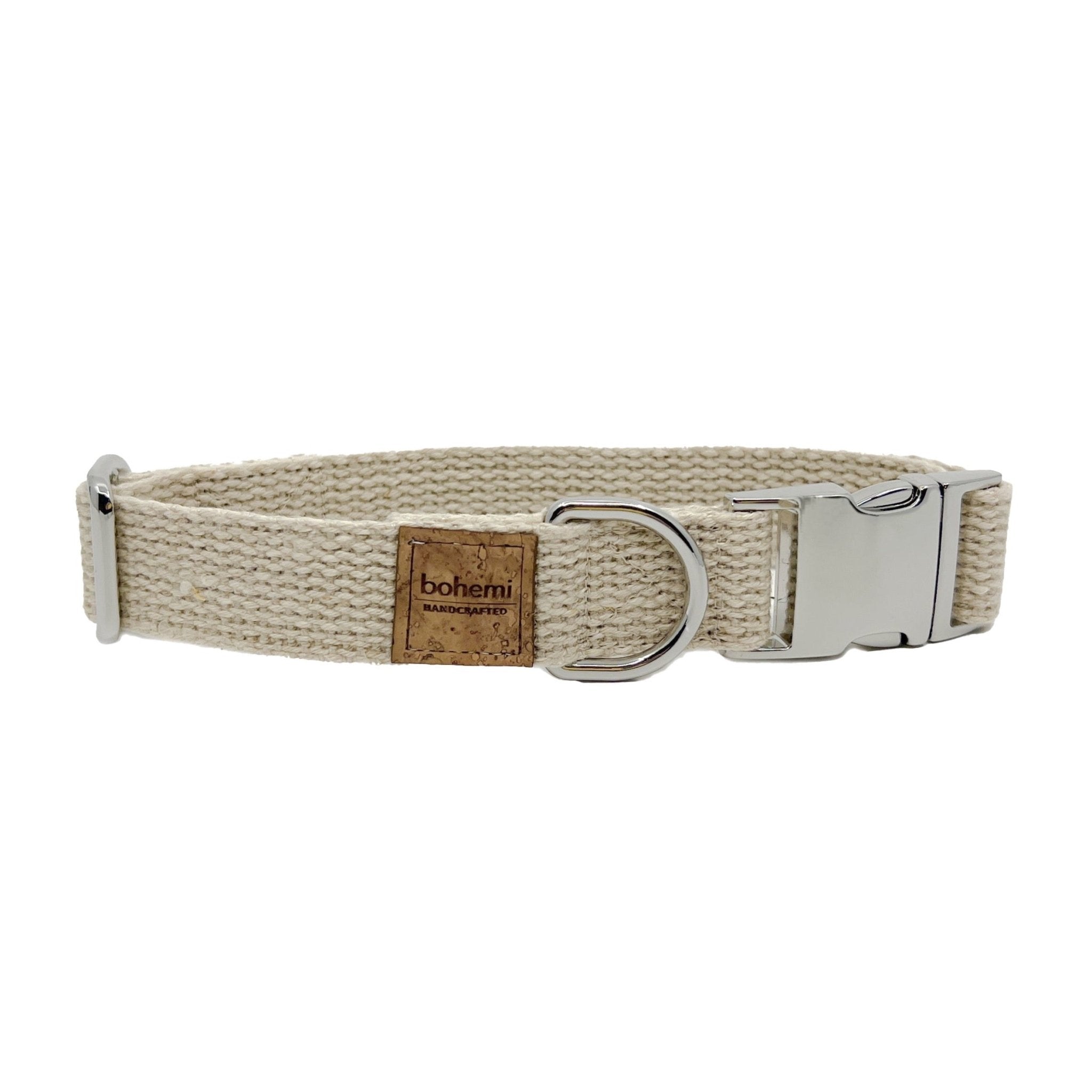 RUSTIC Hemp Dog Collar ~ Silver