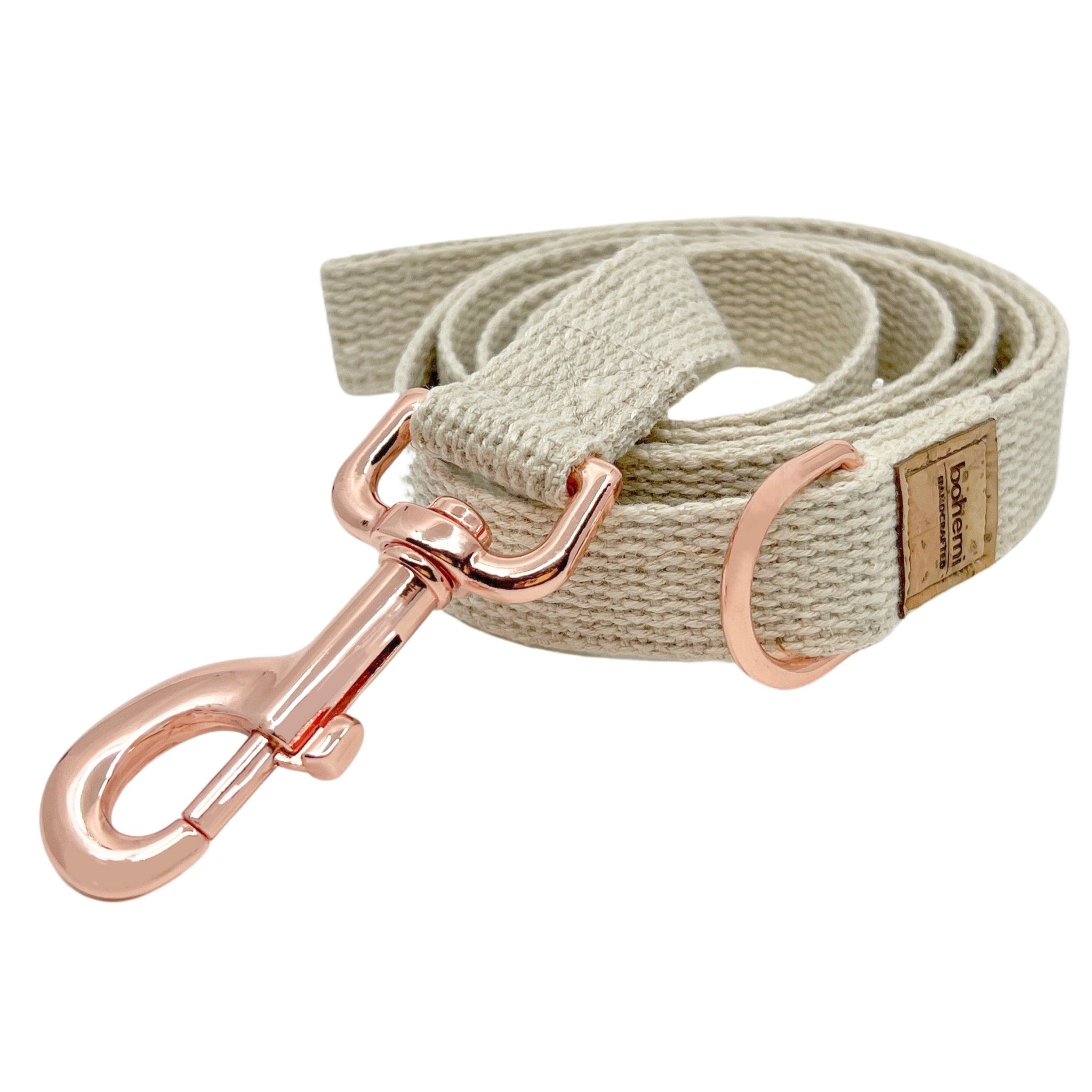 RUSTIC Hemp Dog Lead ~ Rose Gold