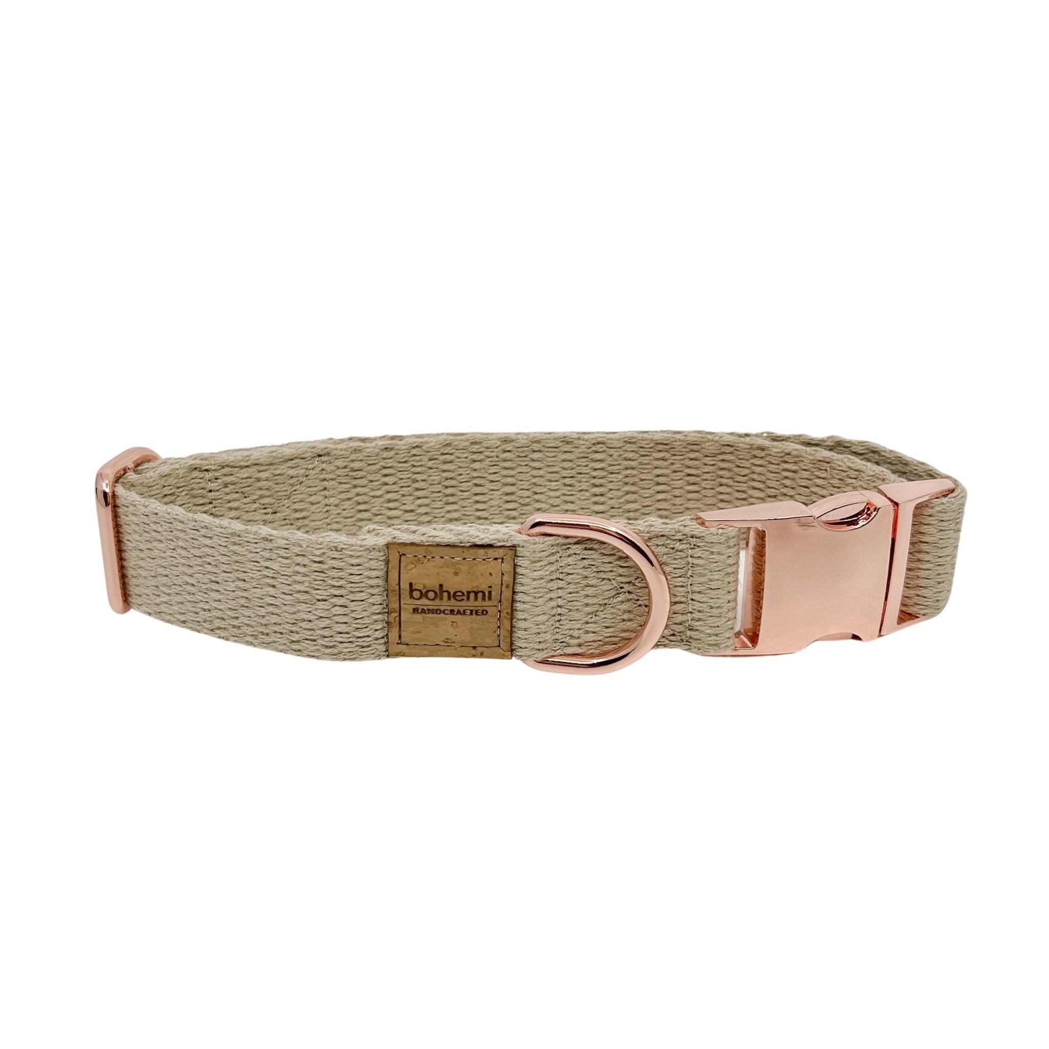 SUPER SOFT Hemp Dog Collar ~ Rose Gold