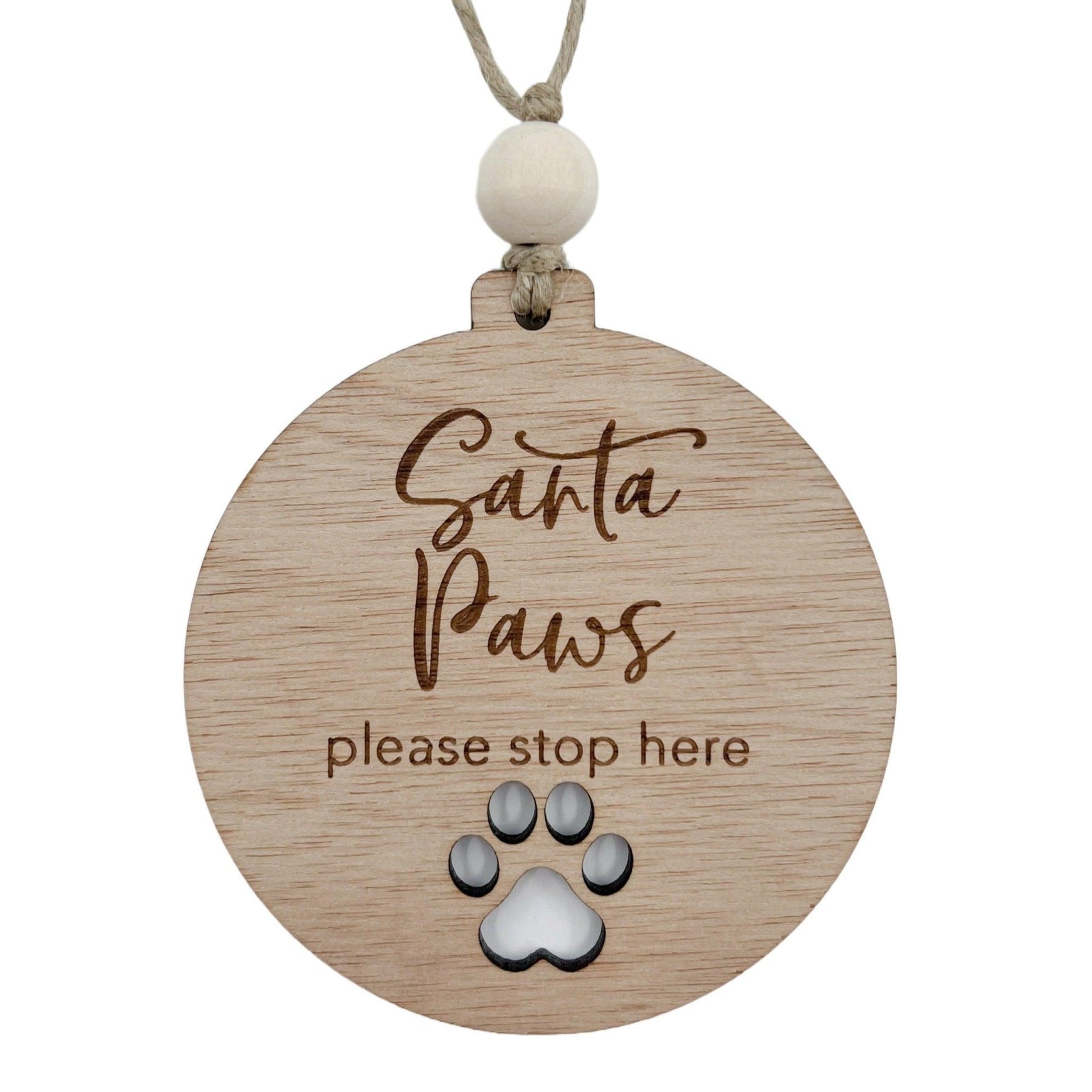 Wooden Christmas Bauble - Santa Paws