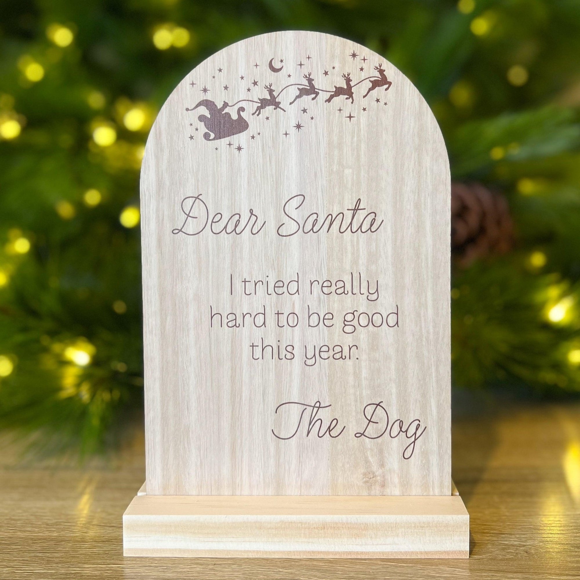 Wooden Christmas Sign - Dear Santa - Bohemi