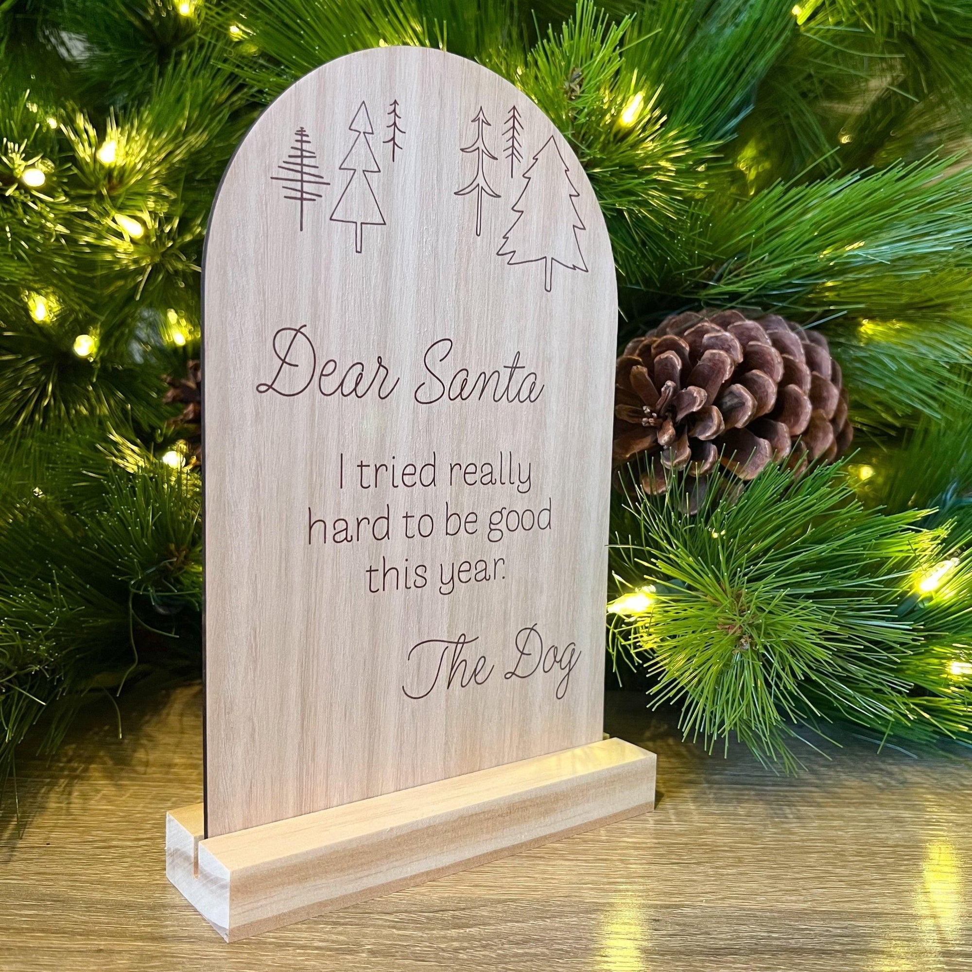Wooden Christmas Sign - Dear Santa - Bohemi