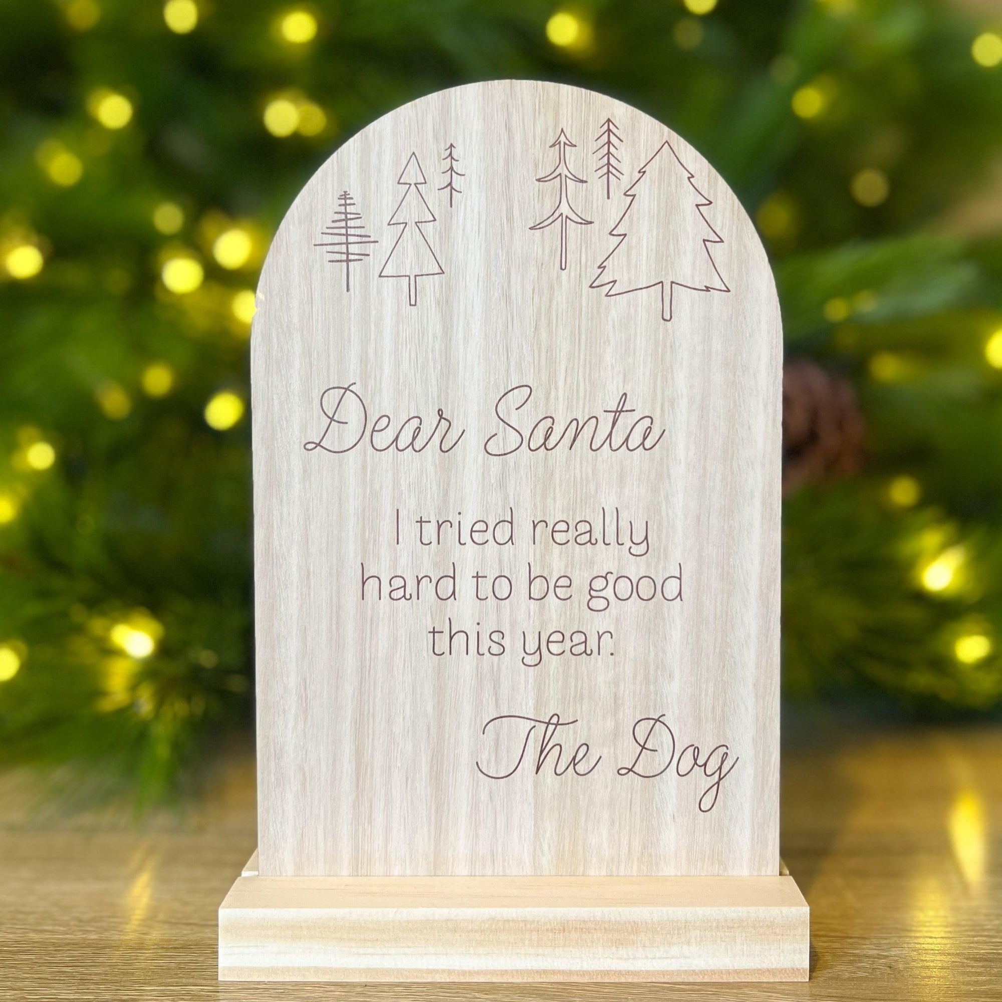 Wooden Christmas Sign - Dear Santa - Bohemi