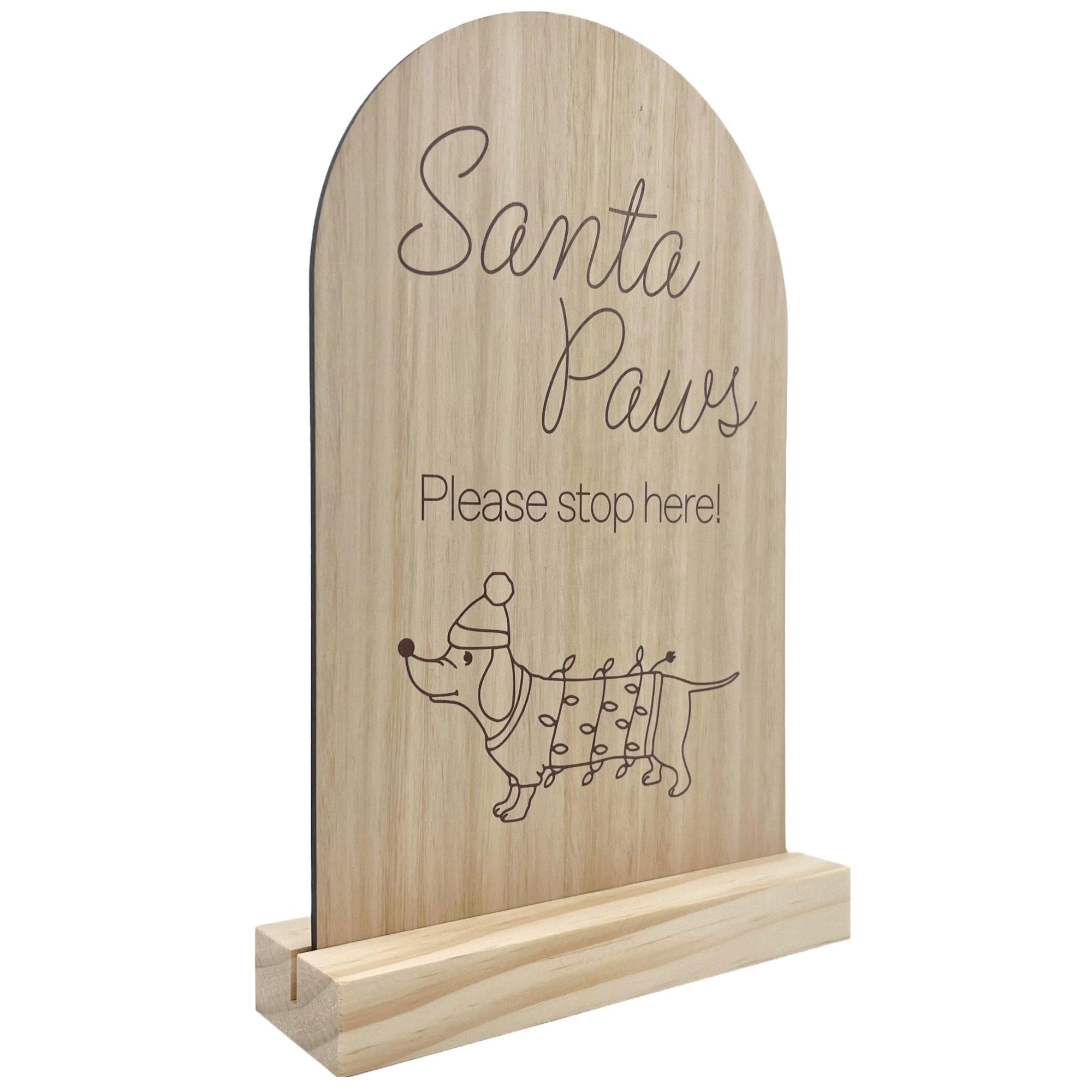 Wooden Christmas Sign - Santa Paws - Bohemi