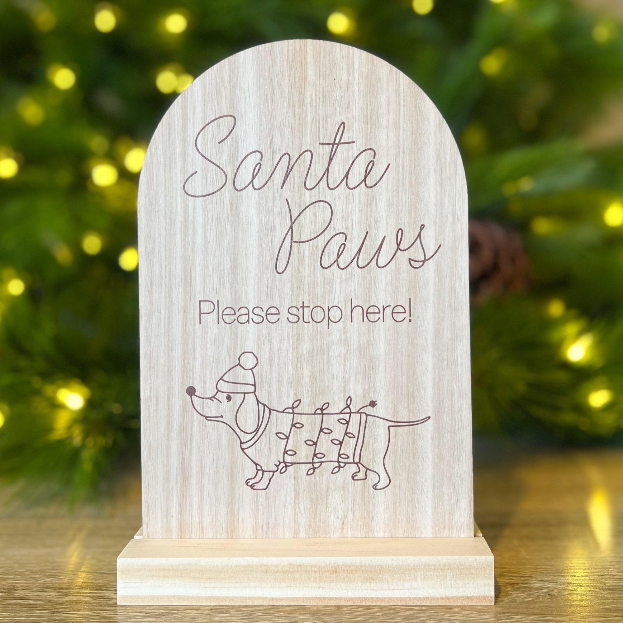 Wooden Christmas Sign - Santa Paws - Bohemi